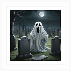 Ghost In Graveyard Art Print