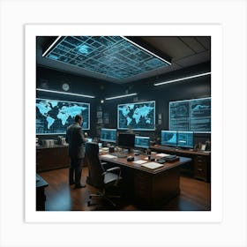 Security Control Room Art Print