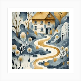 Winter House Art Print