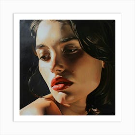 'The Girl With Red Lips' Art Print