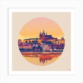 A Prague Castle In Prague Minimal Illustration 1720028450 2 Art Print