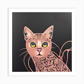 Pretty Pink Cat Art Print