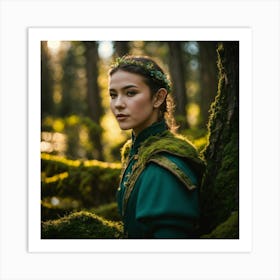 Young Woman In A Forest Art Print