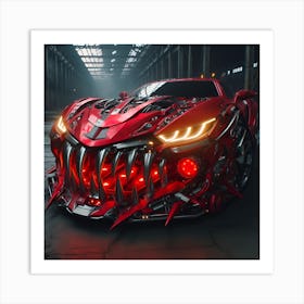 Unique Red Car Art Print