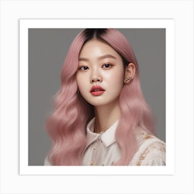 Korean Girl With Pink Hair Art Print