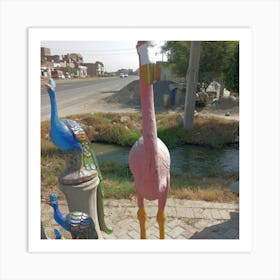 Flamingos Art Print