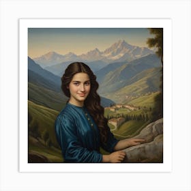 Girl In The Mountains 1 Art Print