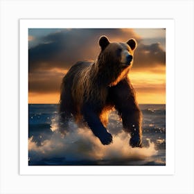 Brown Bear In The Ocean Art Print