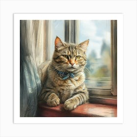 Cat On A Window Sill 1 Art Print