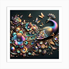 3d Peacock 1 Art Print