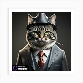 Boss / Mafia Cat In A Suit Art Print