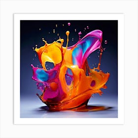 Fresh Colors Liquid 3d Design Spark Hot Palette Shapes Dynamism Vibrant Flowing Molten (14) Art Print