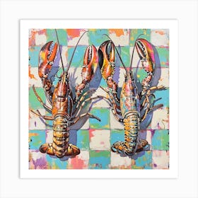 Pastel Tile Lobster 2 Art Print