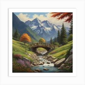 Bridge Over The Stream Art Print