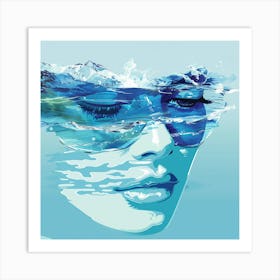 Woman'S Face In The Water Art Print