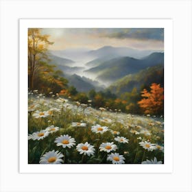 Appalachian Mountains Nature, Autumn Antique Oil Colors.1 Art Print