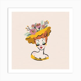 Gold Flower Head Vase – Art Print Art Print