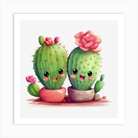 Kawaii Cactus 2 Art Print