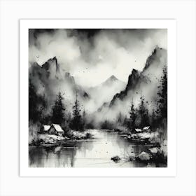 Quietly Flowing Mountain River Art Print