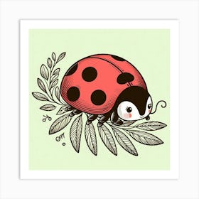 Line Art ladybug 3 Art Print