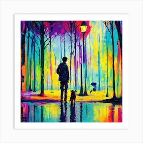 Rainy Day In The Park Art Print