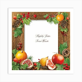 Calligraphy Style Script Rendering Of A Christmas Themed Message Set Within An Ornate Wooden Frame (4) Art Print