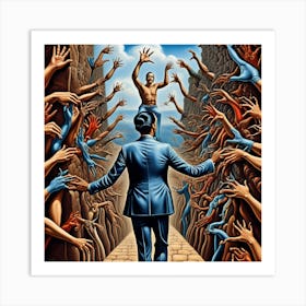 Man Reaching Out To People Art Print