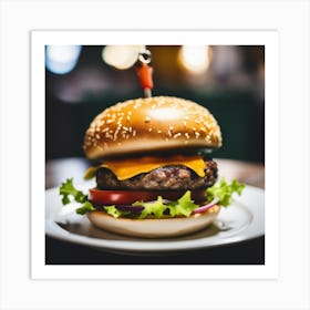 Hamburger On A Plate 46 Art Print