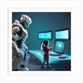 Robot And Child Art Print