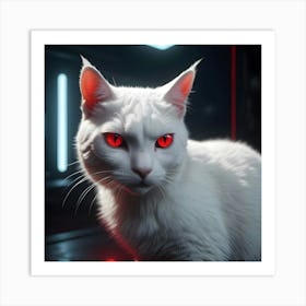 White Cat With Red Eyes Art Print