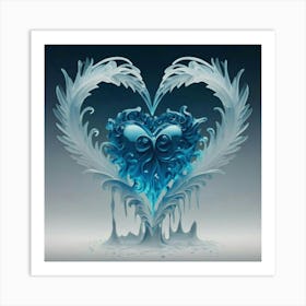 Heart silhouette in the shape of a melting ice sculpture 1 Art Print