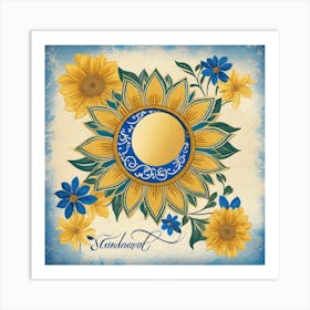 Sunflowers, blue Art Print