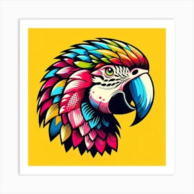 Colorful Parrot Head Art Print