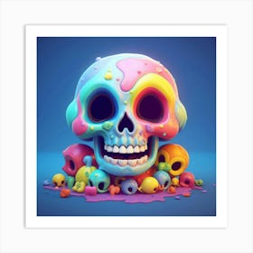 Colorful Skull 4 Art Print