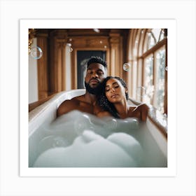 Couple In A Bathtub Art Print