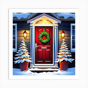 Christmas Decoration On Home Door (71) Art Print