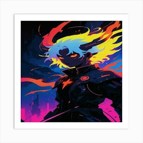 Anime Girl With Horns Art Print