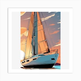 Sailboat At Sunset Art Print