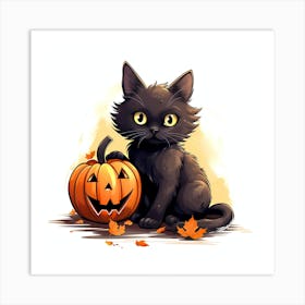 Cute cat halloween Art Print