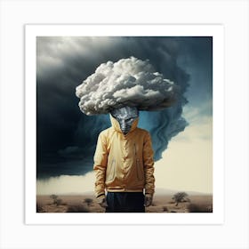 Man With A Cloud On His Head Art Print