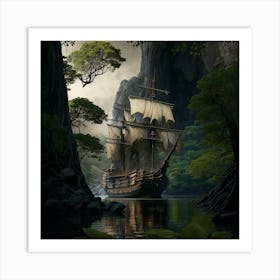 Ship In The Forest Art Print