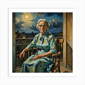 Woman On A Porch Art Print