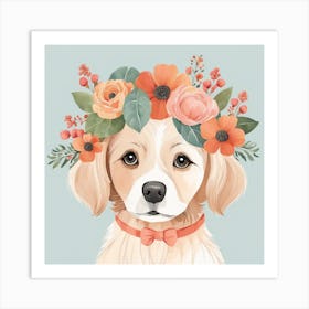 Floral Baby Dog Nursery Illustration (19) Art Print