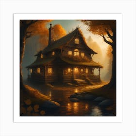 Fall Cottage 2 Art Print