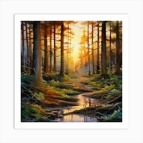 Sunset In The Forest 1 Art Print