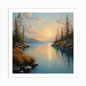 Lake At Sunrise Art Print