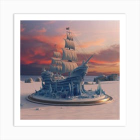Beautiful ice sculpture in the shape of a sailing ship 24 Art Print