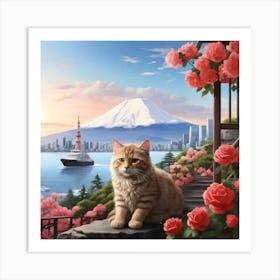 Cat In The Garden Art Print