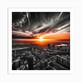 Sunset Over Chicago 10 Art Print