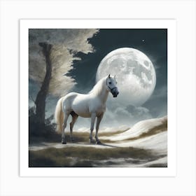 218200 A Picture, A Large Moon, And A White Horse Of The Xl 1024 V1 0 Art Print